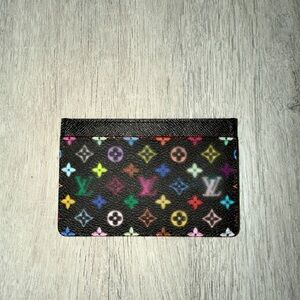 Black Multicolor Monogram Card Holder
